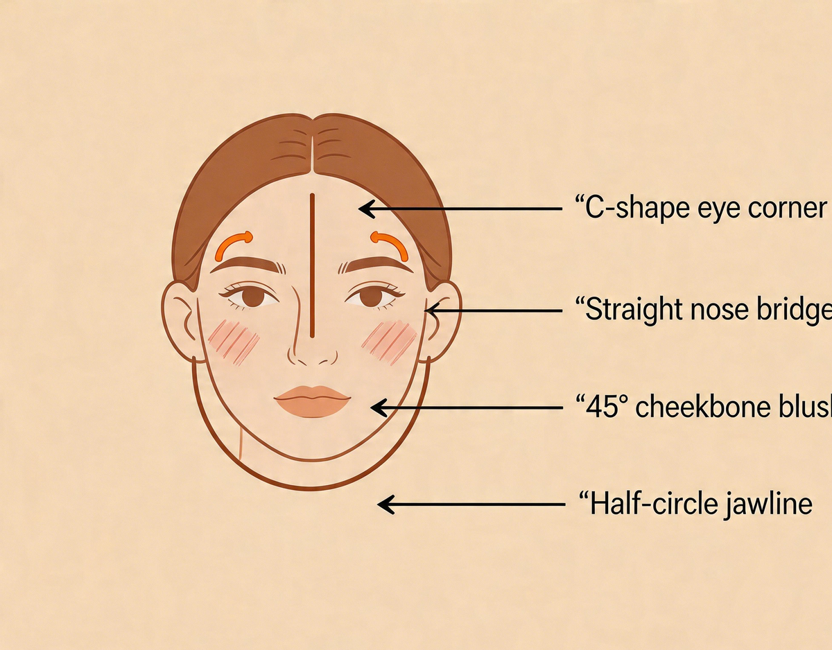 修容手法面部示意图