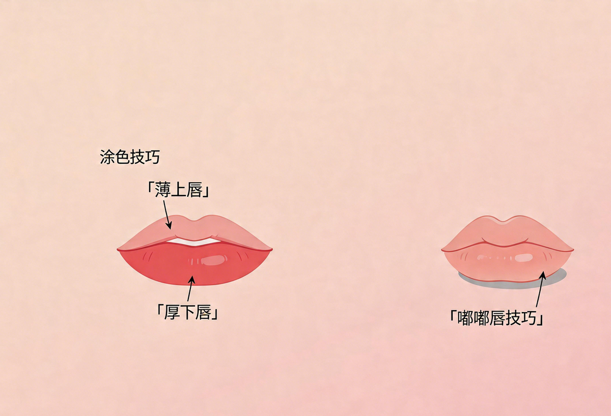 唇妆技巧 - 上薄下厚与嘟嘟唇